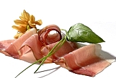 salami, food, eatable, edible, delicious, meal, breakfast, lunch, dinner, flower, leaf, green, ham, leg of pork, cold collation, cold meat, cold buffet, serv, serving, victuals, comestible, edibles, smoked, smoke-dried, meat, bacon, blossom, bloom, Kiss Lszl, Lszl Kiss