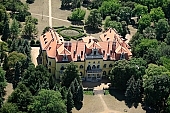 Hungary, Nagymagocs, Karolyi castle, architecture, 1896/97, count Imre Karolyi, builder, air photograph, air photo, eclectic, neobaroque, style, park, garden, well-kept, arboretum, tree, forest, Tiszawood, all kinds of pine, virgin oak, evergreen, sycamore, U formed, renewes, tourism spetacle, luftbild, aerial, CD 0056, Kiss Lszl, Lszl Kiss