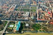 Mora Ferenc, museum, Szeged, Szeged National Theatre, air photograph, air photo, air photos, air, aerial, Szechenyi square, aerials, Hungary, white, blue, brown, yellow, flat, gray, town, city, outskirts, city center, building estate, garden city, garden suburb, faubourg, house, houses, line of houses, Center Square, street, streets, car, road, cars, waterworks, building, buildings, park, green, garden, environment, ambience, neighbor, classicist architecture, neighborhood, everyday life, at home, countryside, aldermanry, plan, promenad, square, classical, classicist, beauty, beautiful, pretty, bridge, river, Tisza, birds eye view, of birds eye view, Kiss Lszl, Lszl Kiss