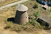 Szekkutas, Piroska-windmill, shingle, art relic, national monument, Piroska, brick, windmill, farmhouse, homestead, farm, Csongrad county, rye, mill, revolving energy, flour, sleet, to grind, to mill, millstone, grindstone, barley, core, millet, grind, milling, miller, chaff, wheat, gearing, shoot, grain, house, wind, green, garden, recreation, relaxation, repose, rest, silence, quiet, orchard, houses, road, carriageway, bread, fence, tree, trees, air photograph, air photo, air photos, aerials, birds eye view, of birds eye view, building, buildings, everyday life, at home, countryside, plan, air, aerial, square, plot, development, beauty, beautiful, pretty, white, blue, brown, yellow, flat, gray, dirt road, sand, lowland, inordinate, regular, refuse, CD 0029, Kiss Lszl, Lszl Kiss