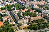Hodmezovasarhely, Hungary, Csongrd county, mayors office, central, perspective, air photograph, air photo, air photos, panorama, church, shooting, green, tree, trees, summer, spring, residential area, residential section, block of flat, block of flats, mansion, mansions, aerials, aerial, birds eye view, outskirts, city center, pool, vat, garden city, garden suburb, house, houses, line of houses, street, streets, building, buildings, road, roads, ways, garden, environment, ambience, neighbor, neighborhood, plan, square, gardens, rooftop, of birds eye view, CD 0029, Kiss Lszl, Lszl Kiss