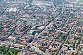 air photograph, air photo, air photos, Szechenyi square, aerials, aerial, Hungary, Szeged, birds eye view, town, city, outskirts, city center, building estate, garden city, garden suburb, faubourg, house, houses, line of houses, crossroads, crossing, street, streets, circuit, boulevard, circuits, car, road, cars, waterworks, art museum, building, buildings, park, green, garden, environment, ambience, neighbor, neighborhood, everyday life, at home, countryside, aldermanry, plan, air, promenad, square, classical, classicist, classicist architecture, beauty, beautiful, pretty, bridge, bridge of downtown, river, Tisza, blond, castle garden, wharf, white, blue, brown, yellow, flat, gray, of birds eye view, CD 0029, Kiss Lszl, Lszl Kiss