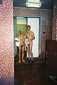 nudist couple, nudist pair, naturist couple, naturist, nudist, douche, bath, bath, nude man, naturism, nudism, naked, stripped, unclothed, INF, in a state of nature, in the buff, in the nude, nude, body, man, woman, gymnastics, sport, gymnasium, gymnasia, training, team, recreation, relaxation, repose, rest, entertainment, naturist man, elte, Budapest, CD 0065